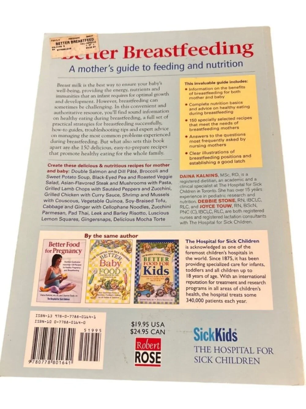 Better Breastfeeding: A Mothers Guide to Feeding and Nutrition Book Daina Kalnin